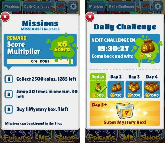 Easy Daily Tasks and Harder Challenging Missions