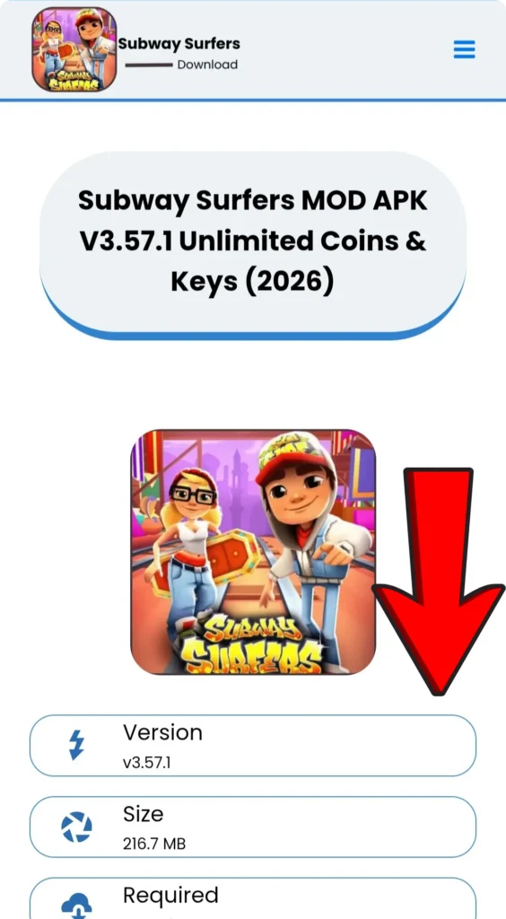 Subway Surfers Mod Apk Interface