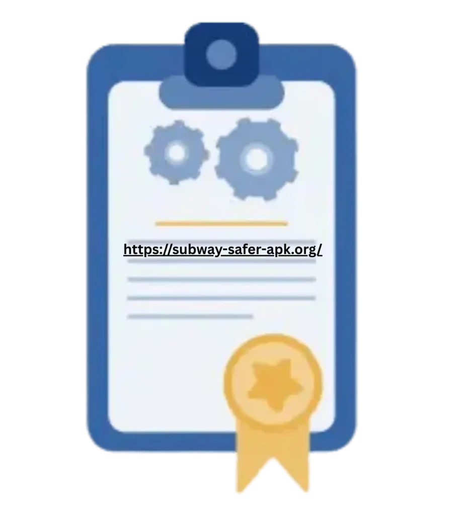 Certificate with gears and link