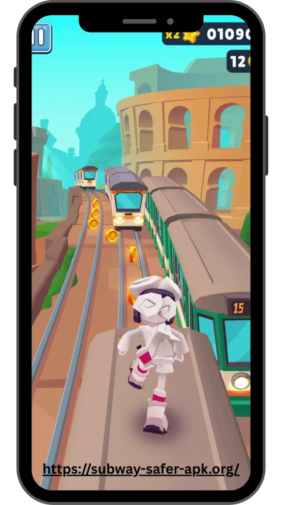 Character running on train tracks