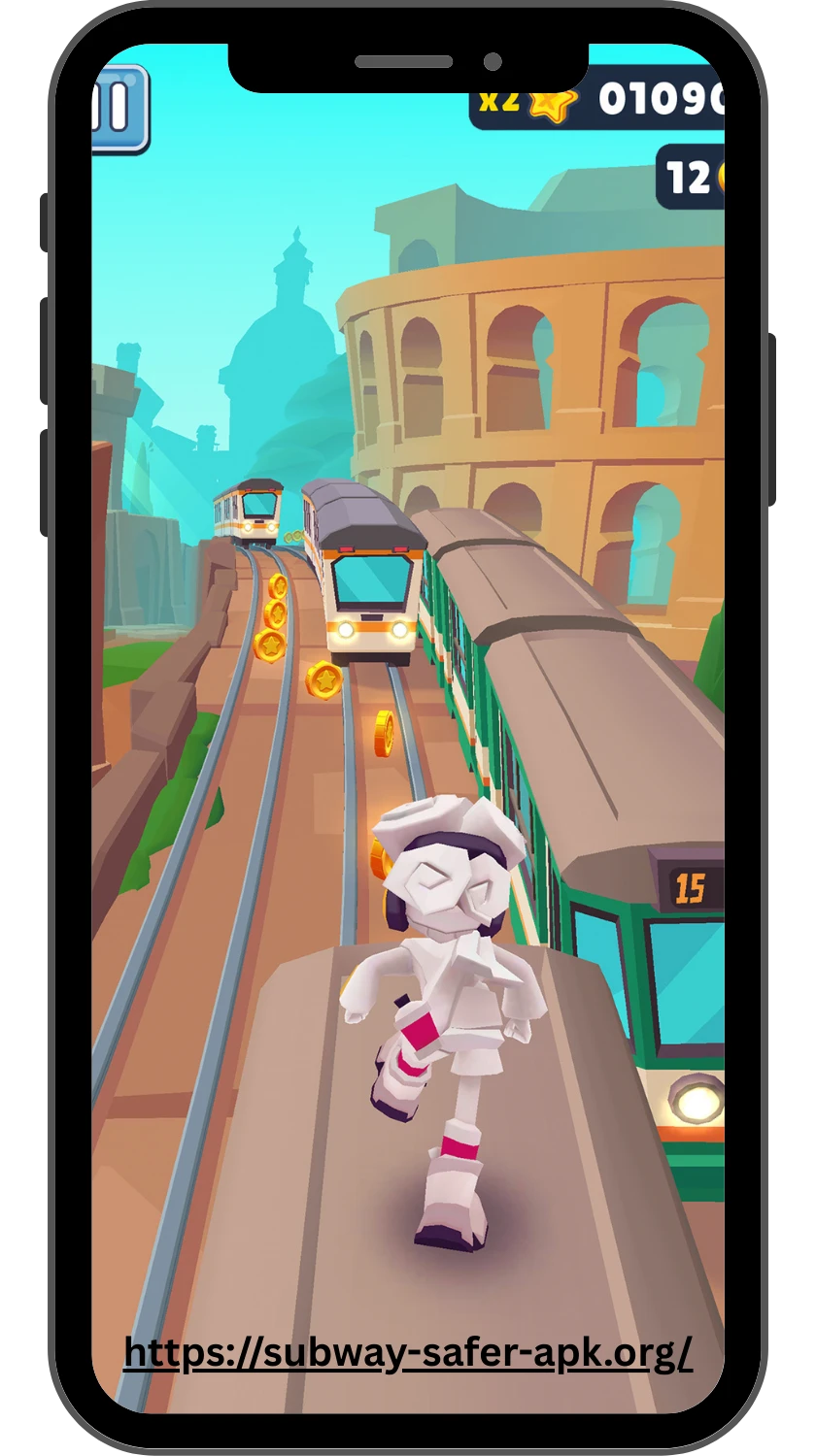 Play Subway Surfers Online 4 Character running on train tracks in Subway Surfers